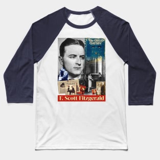 F. Scott Fitzgerald Collage Portrait Baseball T-Shirt